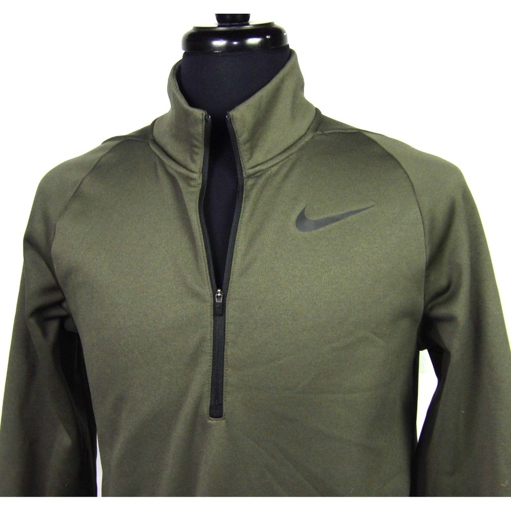 Nike Dri-Fit Fleece Lined Dark Green 1/4 Zip Athletic Jacket Men's Medium